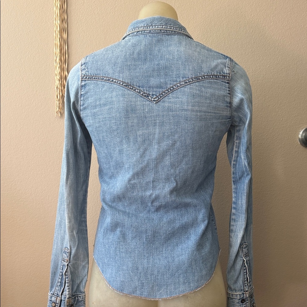 Earl Jeans Light Blue Denim Button-Down Shirt XS - Picture 2 of 5